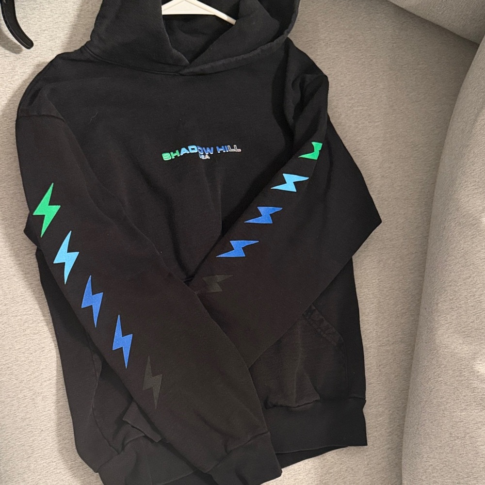 Shadow Hill Black Hoodie with Vibrant Accents